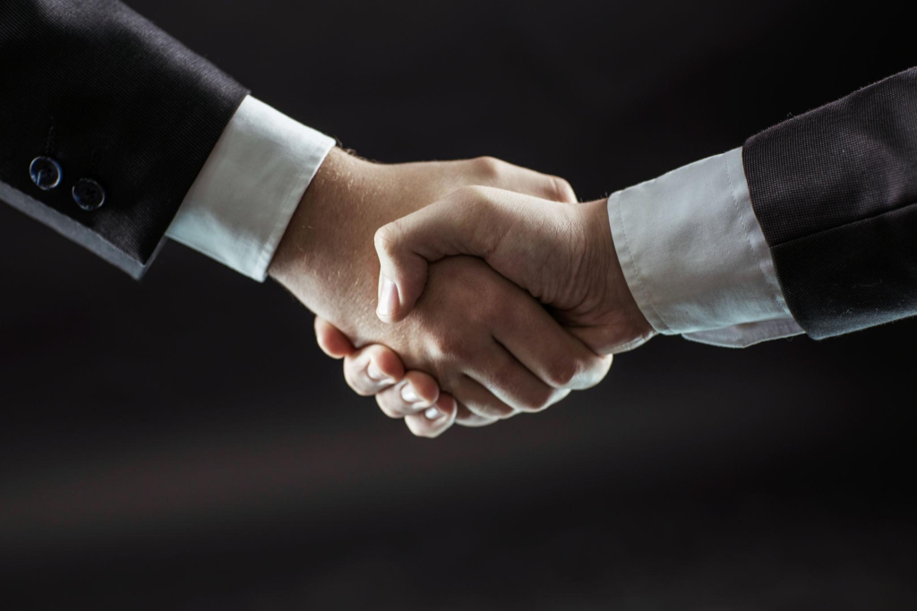 Professional business handshake representing partnership